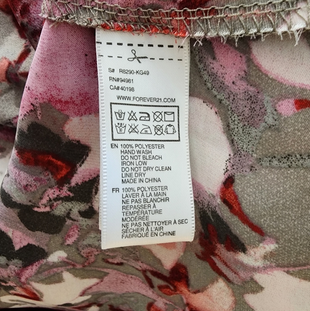 Grey/Pink Floral Satin Mini Dress, Women's S - Picture 7 of 9